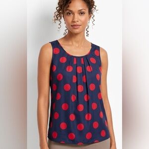 Talbots Navy and Red Polka Dot Blouse